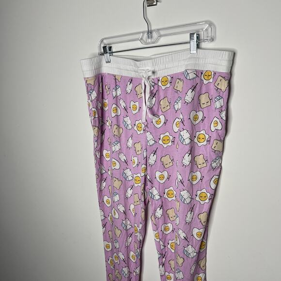 Little Sleepies Pajama Pants Womens XL Purple Breakfast Print Bamboo Jersey Soft - Picture 2 of 9